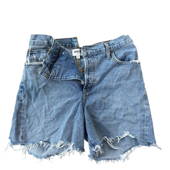 Agolde Pants - Agolde Criss Cross Organic Cotton Denim Shorts